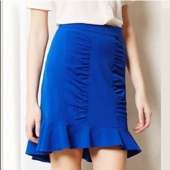 HD in Paris Anthropologie Blue Trumpet Skirt 2 - Picture 1 of 5